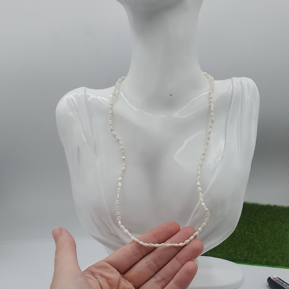 Adorable Dainty Mini Beaded Potato Pearl Necklace 18 Inch N3617